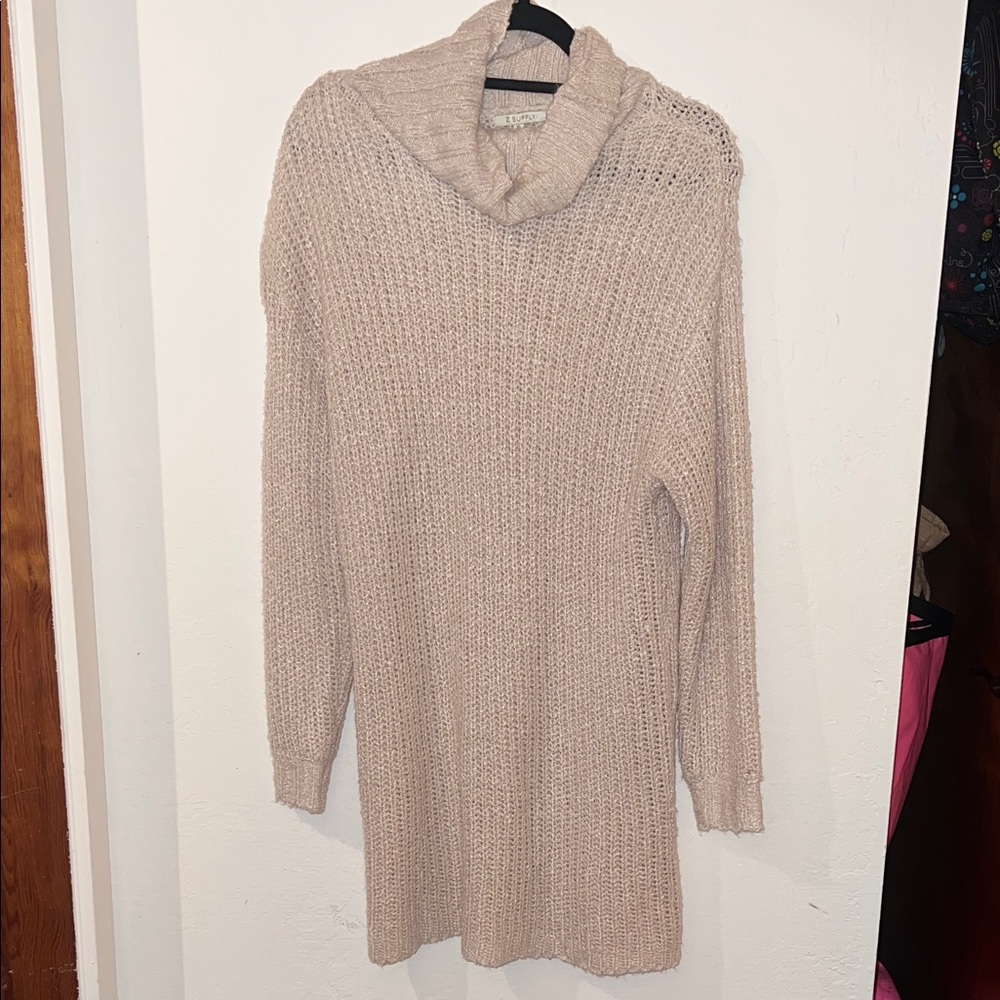 Z Supply Taupe Cowl Neck Sweater dress
